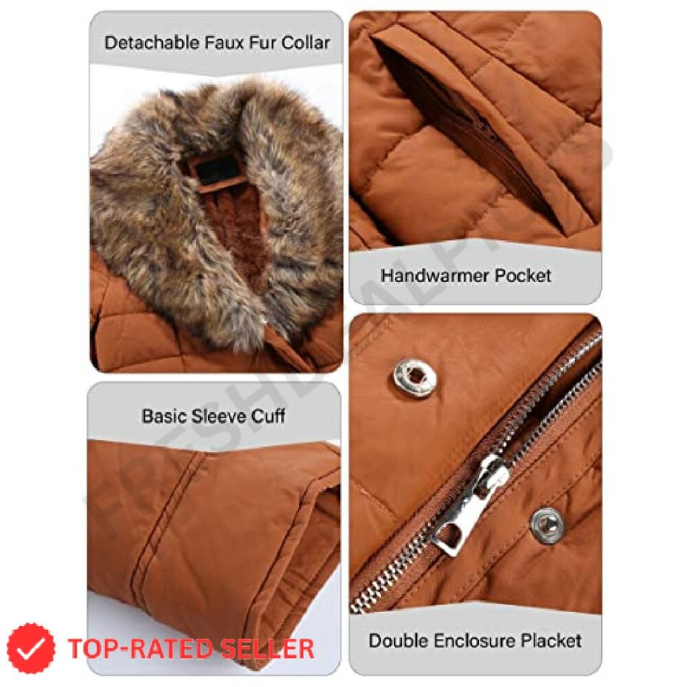 Winter Puffer Jacket Patchwork Plush Lining Remov… - image 5